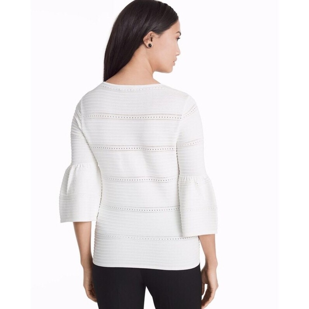 White House Black Market Drama Sleeve Pointelle Sweater - Picture 2 of 7